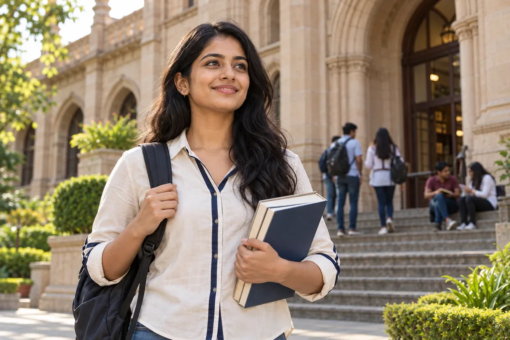 A university student looking ahead to her education